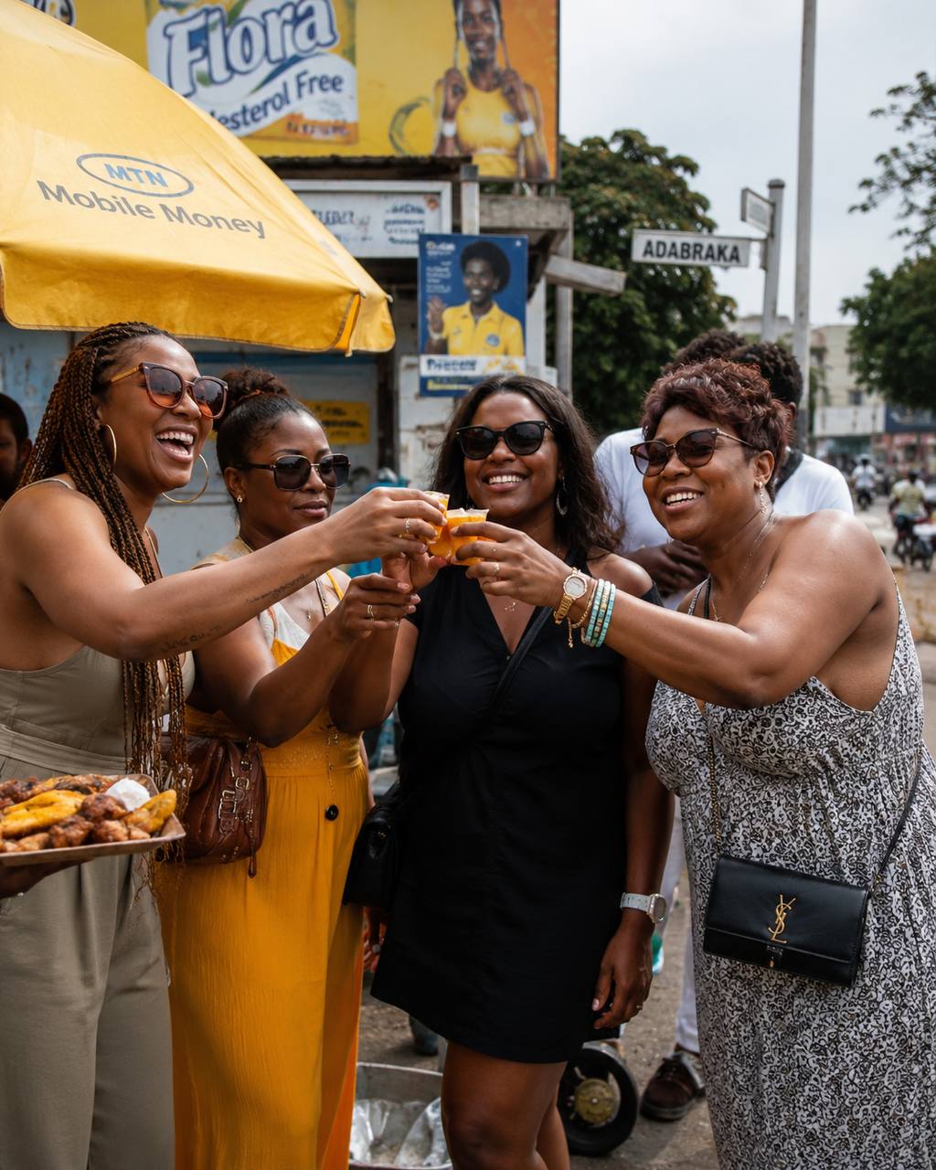 Clients enjoying roadside street food