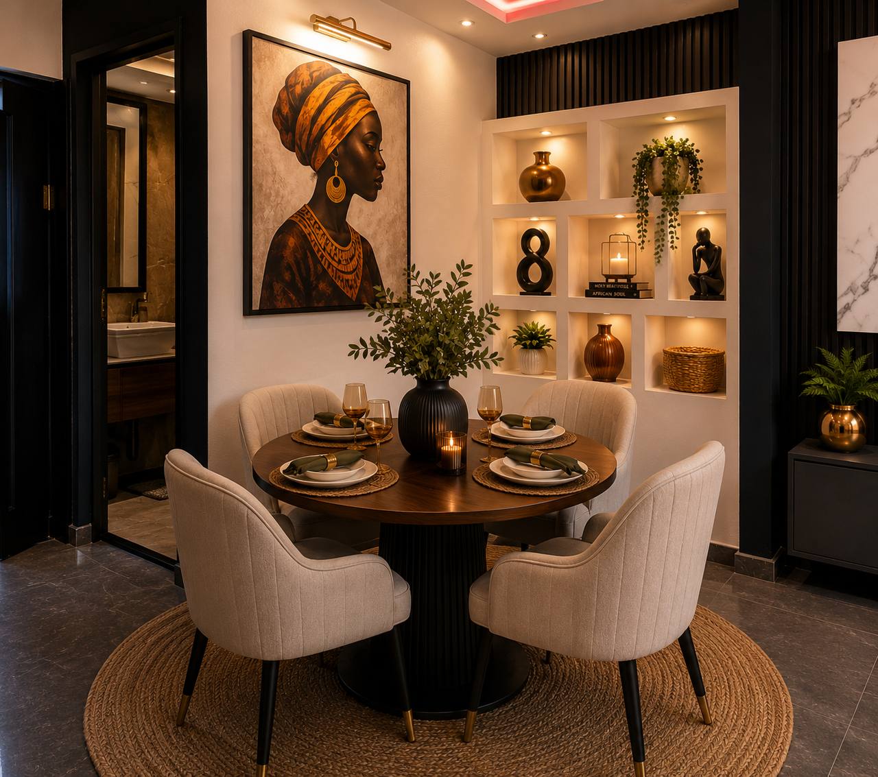 Styled dining area in Accra apartment