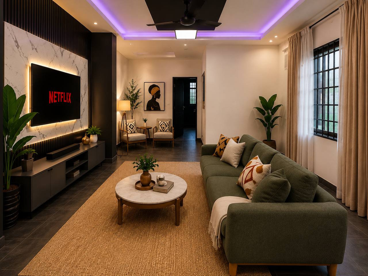 Modern luxury living room in the Experience Ghana Accra apartment